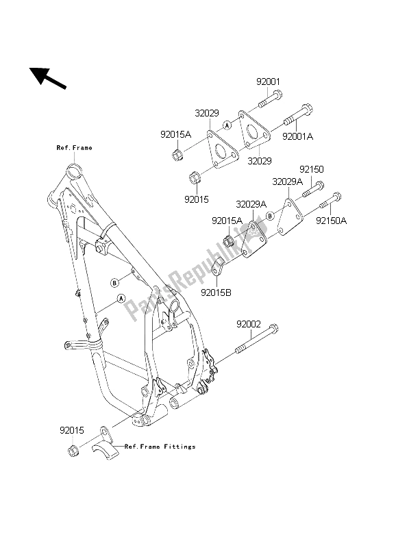 All parts for the Frame Fittings of the Kawasaki KLR 650C 2004