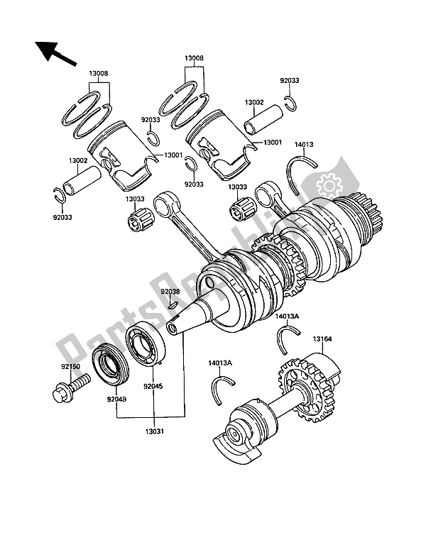 Tutte le parti per il Albero Motore E Pistone (i) del Kawasaki KR 1 2 250 1989