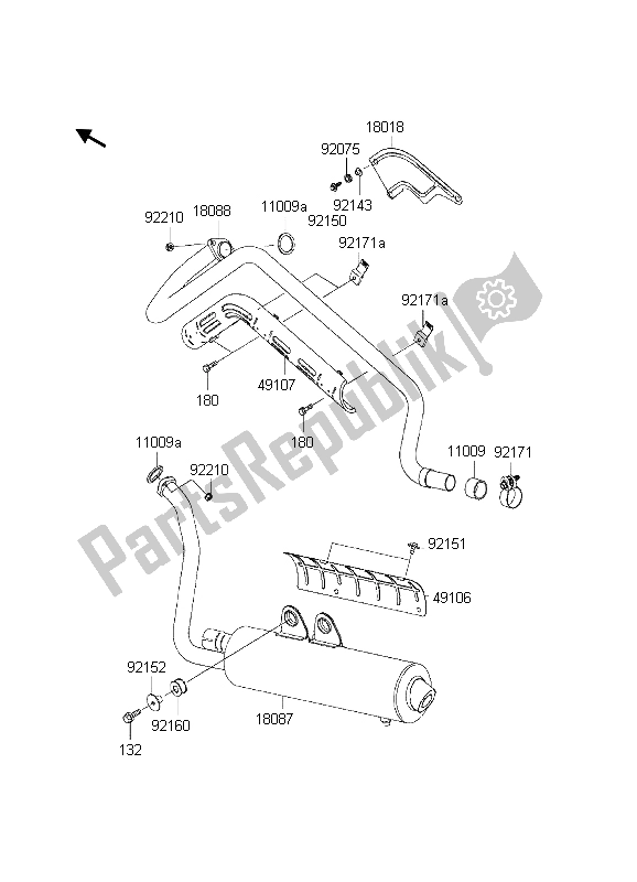 All parts for the Muffler of the Kawasaki KVF 650 4X4 2003