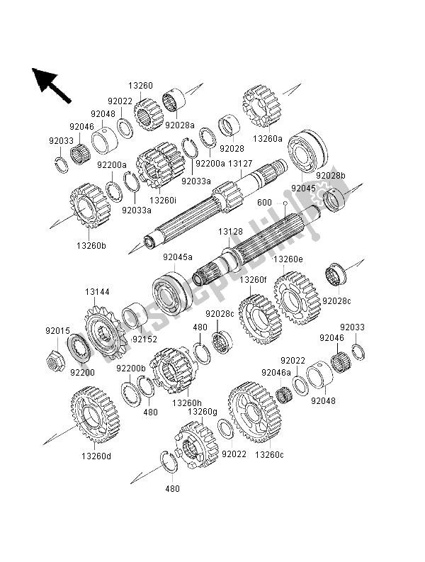 Todas las partes para Transmisión de Kawasaki Ninja ZX 12R 1200 2000