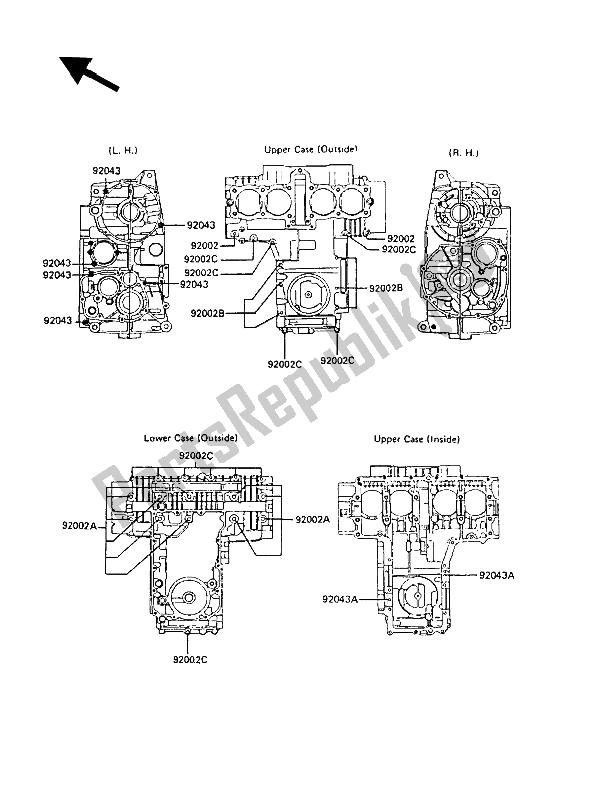 All parts for the Crankcase Bolt Pattern of the Kawasaki GPZ 550 1989