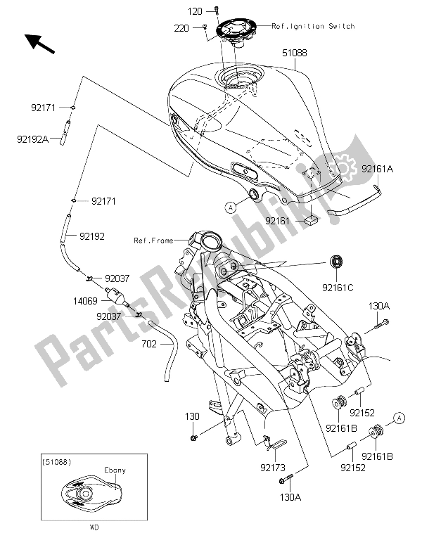 All parts for the Fuel Tank of the Kawasaki Ninja 250 SL 2015