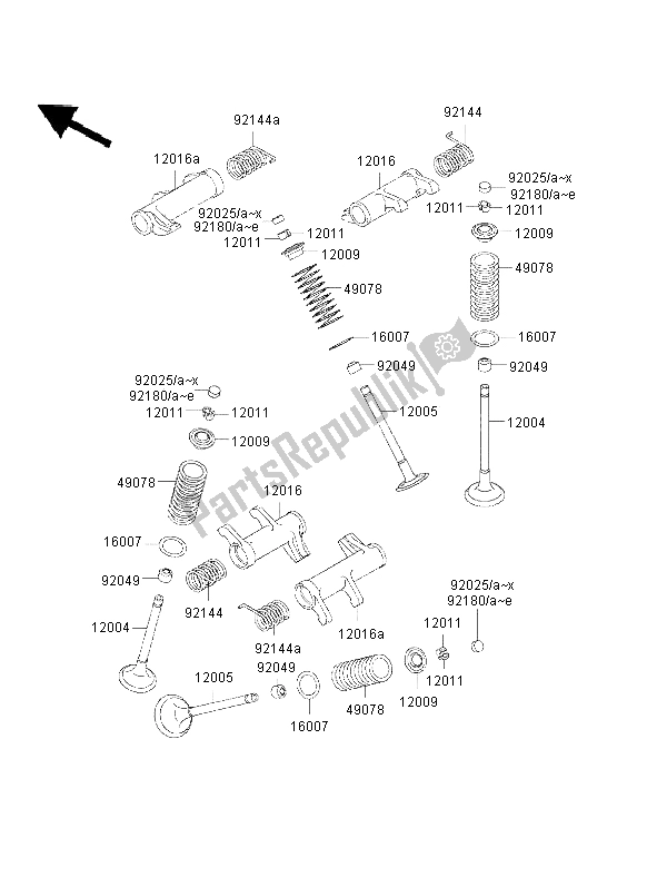 Alle onderdelen voor de Klep van de Kawasaki VN 800 Drifter 2002