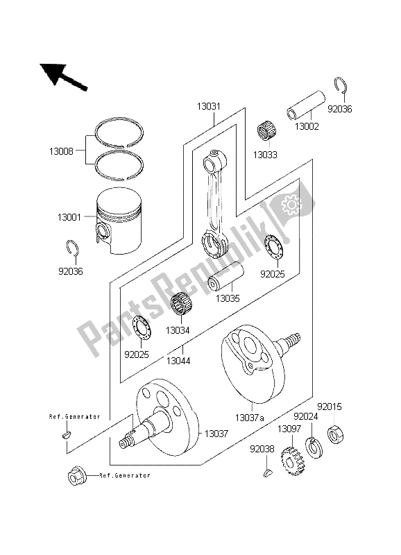 Todas las partes para Cigüeñal Y Pistón de Kawasaki KX 60 1995