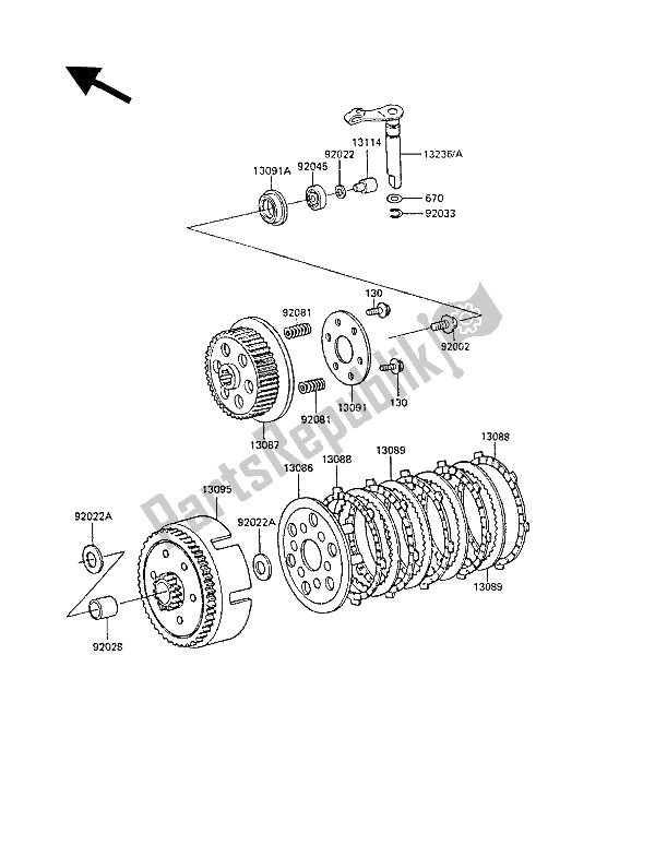 Toutes les pièces pour le Embrayage du Kawasaki KX 60 1989