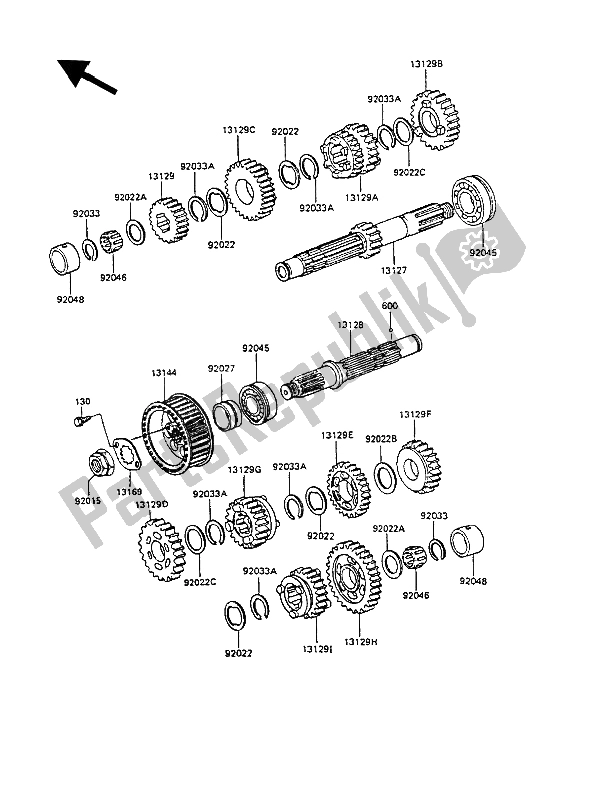 All parts for the Transmission of the Kawasaki GPZ 305 Belt Drive 1989