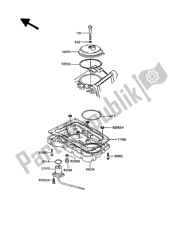 All parts for the Breather Cover & Oil Pan of the Kawasaki GT 550 1994