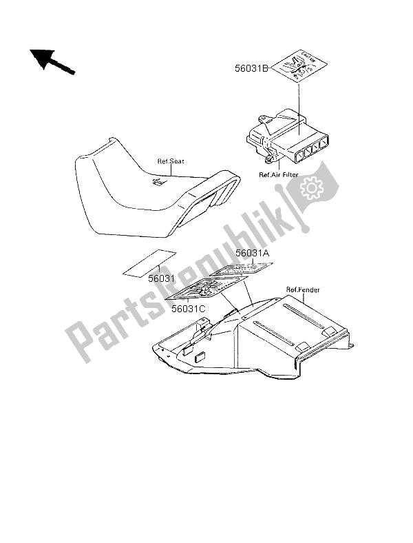 Todas las partes para Etiquetas de Kawasaki GPX 600R 1996