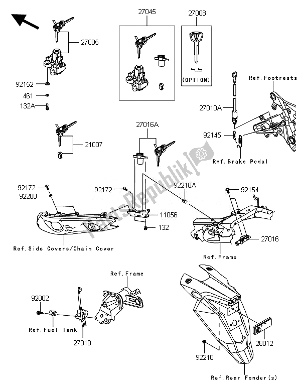 All parts for the Ignition Switch of the Kawasaki ER 6N ABS 650 2014