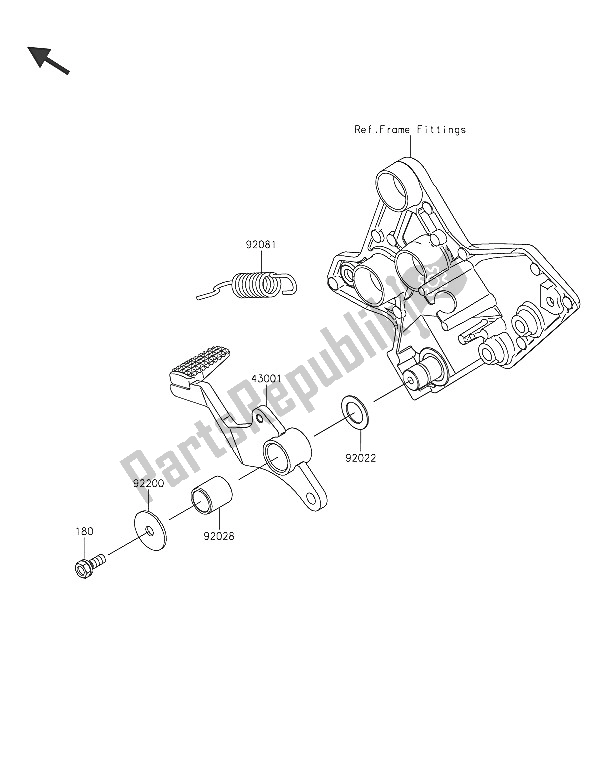 All parts for the Brake Pedal of the Kawasaki Versys 1000 2016