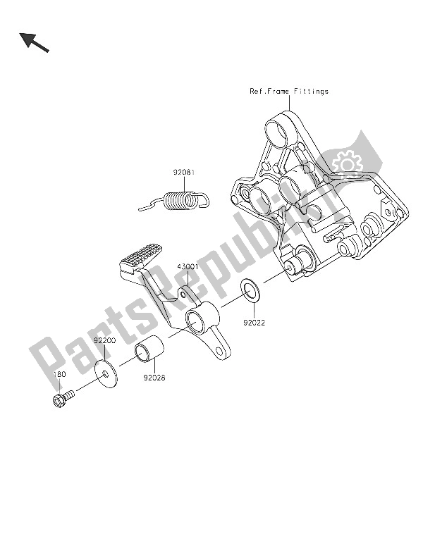 All parts for the Brake Pedal of the Kawasaki Versys 1000 2016