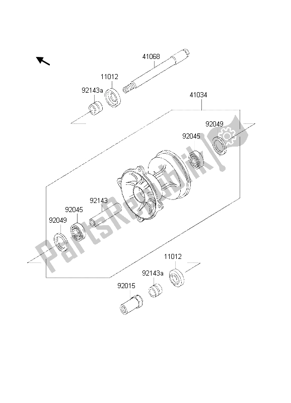 All parts for the Front Hub of the Kawasaki KX 500 2002