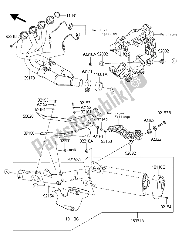All parts for the Muffler(s) of the Kawasaki 1400 GTR ABS 2016