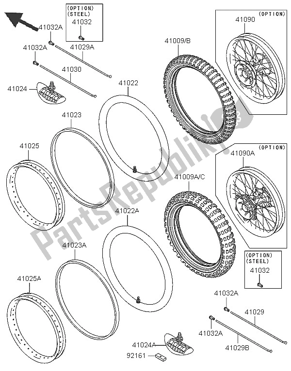 All parts for the Tires of the Kawasaki KX 125 2005