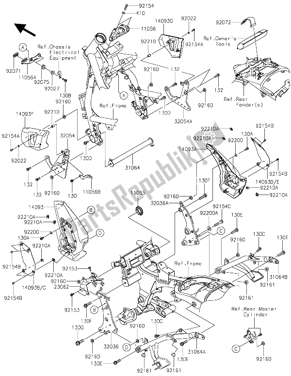 All parts for the Frame Fittings of the Kawasaki Vulcan S ABS 650 2015