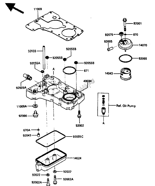 Todas las partes para Cuerpo De Respiradero Y Cárter De Aceite de Kawasaki ZX 750 1985