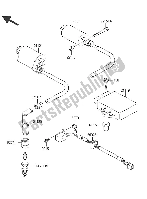 All parts for the Ignition System of the Kawasaki ER 5 500 2005