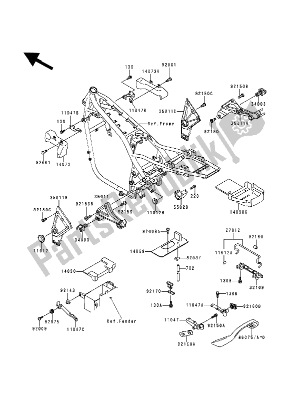 Tutte le parti per il Custodia Della Batteria del Kawasaki Zephyr 1100 1992