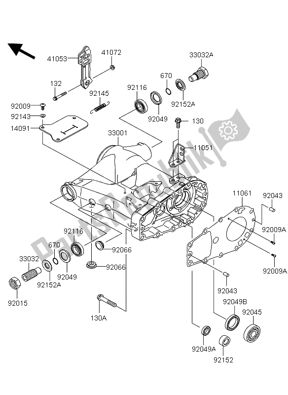 All parts for the Swing Arm of the Kawasaki KVF 360 4X4 2006