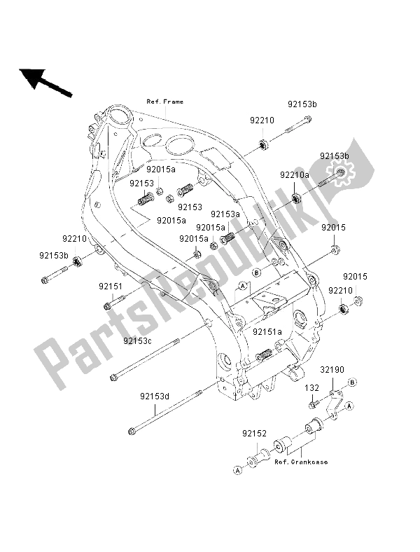 All parts for the Engine Mount of the Kawasaki Ninja ZX 9R 900 2002