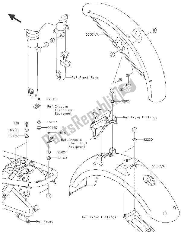 Tutte le parti per il Parabordi del Kawasaki W 800 2016