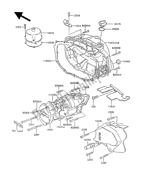 Tutte le parti per il Coperchio (i) Del Motore del Kawasaki GPZ 305 Belt Drive 1988