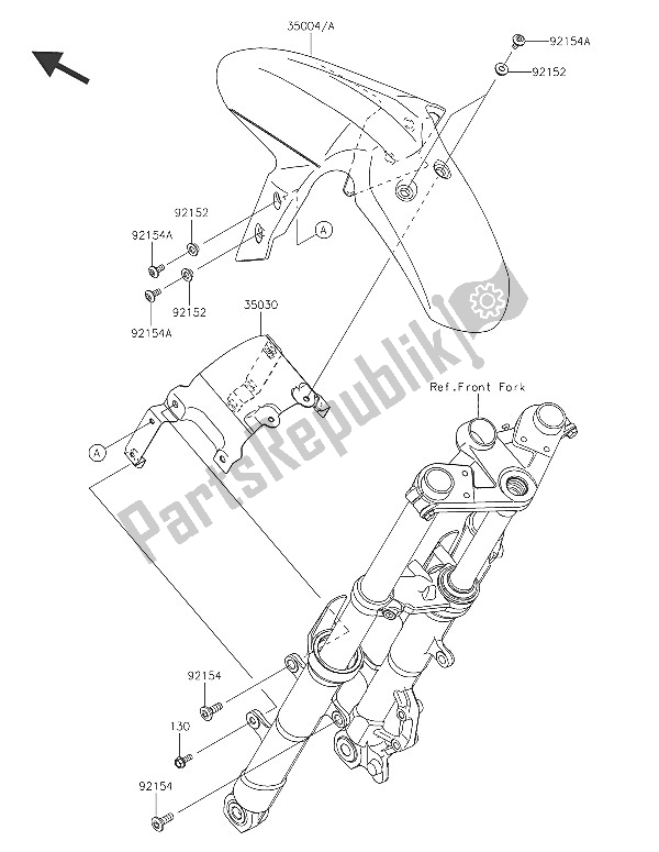 All parts for the Front Fender(s) of the Kawasaki Ninja 300 2016