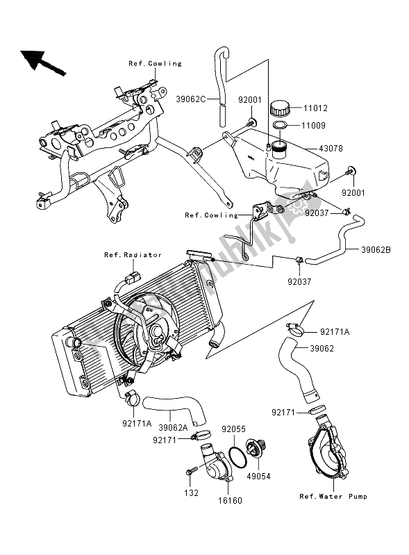 All parts for the Water Pipe of the Kawasaki Versys ABS 650 2009