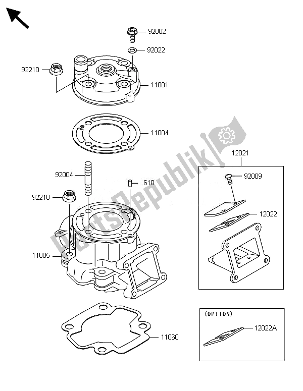 Todas as partes de Cabeça Do Cilindro E Cilindro do Kawasaki KX 65 2014