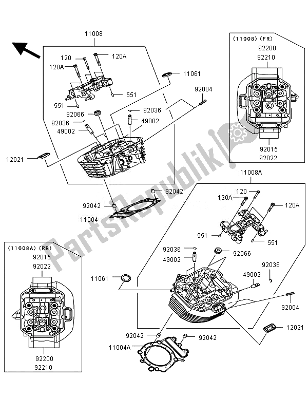 Tutte le parti per il Testata del Kawasaki VN 1700 Voyager Custom ABS 2011