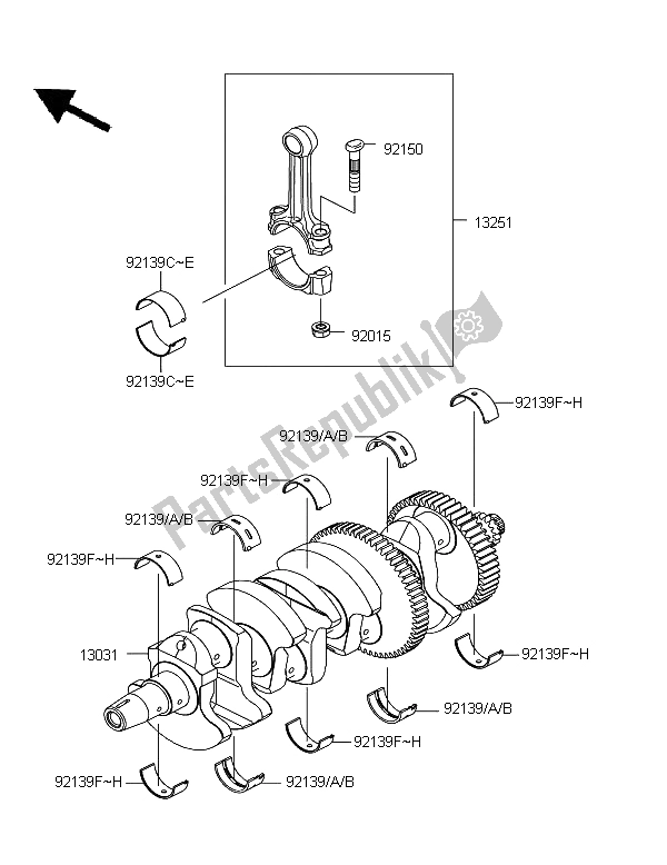 All parts for the Crankshaft of the Kawasaki Z 1000 SX 2011