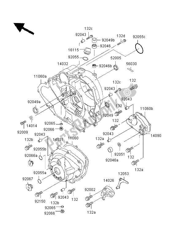 All parts for the Engine Cover of the Kawasaki KLX 650R 1996