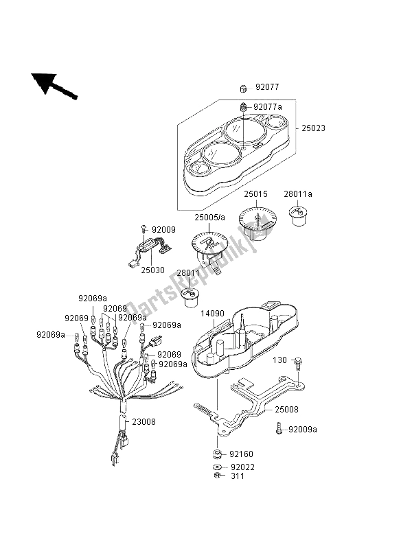 All parts for the Meter of the Kawasaki ZZR 600 2003