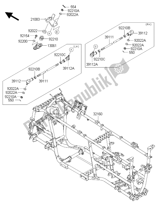 Alle onderdelen voor de Kader van de Kawasaki Brute Force 750 4X4I EPS GFF 2015