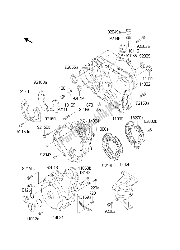 Alle onderdelen voor de Motorkap van de Kawasaki KLR 650 2002