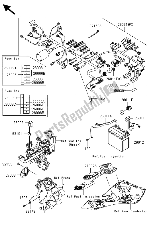 Todas las partes para Equipo Eléctrico Del Chasis de Kawasaki Z 1000 SX ABS 2013