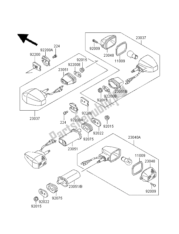 Tutte le parti per il Indicatori Di Direzione del Kawasaki GPZ 500S UK 1998