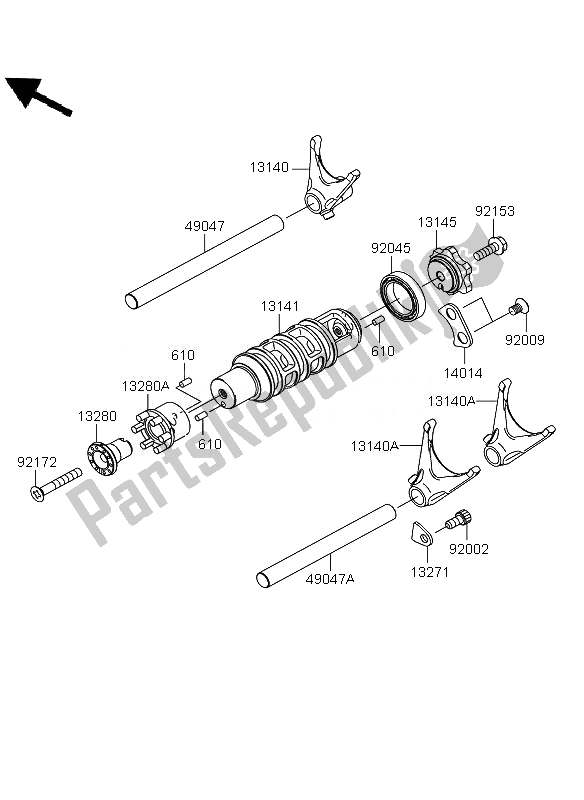 All parts for the Gear Change Drum & Shift Fork of the Kawasaki Versys ABS 650 2011