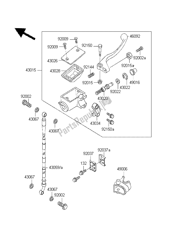 Tutte le parti per il Pompa Freno Anteriore del Kawasaki KX 80 SW LW 1995