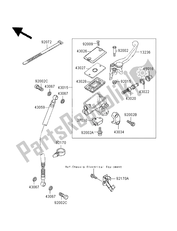 Tutte le parti per il Pompa Freno Anteriore del Kawasaki GPZ 500S UK 1996