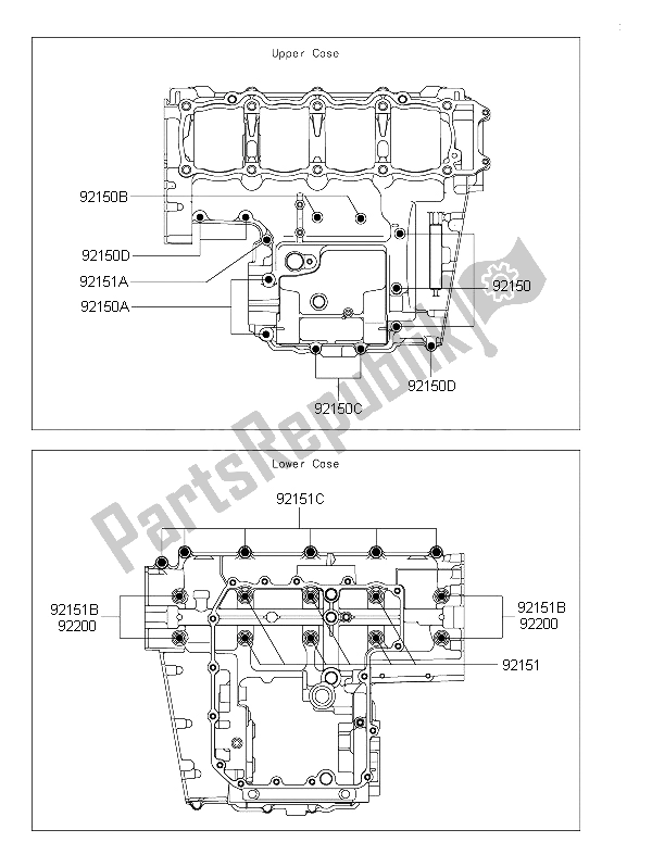 All parts for the Crankcase Bolt Pattern of the Kawasaki Z 800 ABS 2015