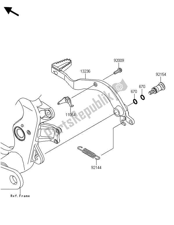 All parts for the Brake Pedal of the Kawasaki KFX 450R 2013