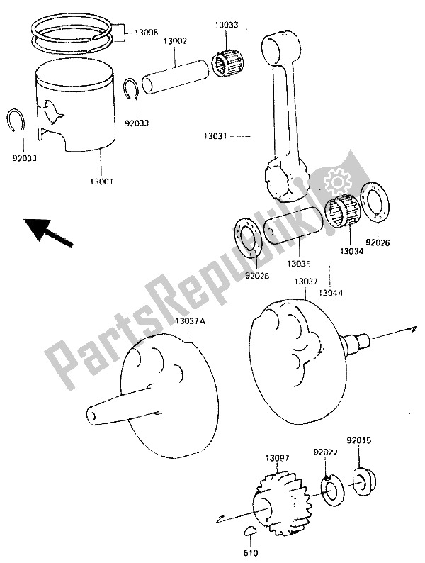 Tutte le parti per il Albero Motore E Pistone del Kawasaki KDX 250 1985