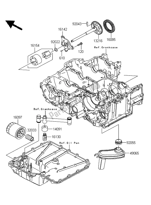 All parts for the Oil Pump of the Kawasaki ZZR 1400 ABS 2007