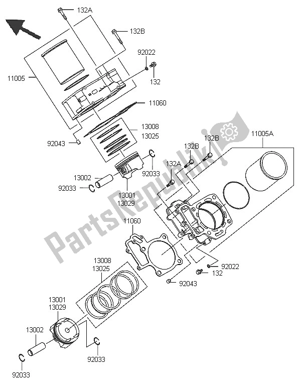 Wszystkie części do Cylinder I T? Ok (y) Kawasaki KVF 650 4X4 2005