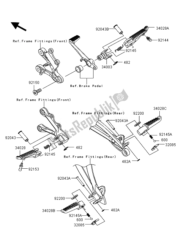 Tutte le parti per il Poggiapiedi del Kawasaki Ninja ZX 6R 600 2010