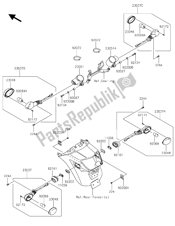 All parts for the Turn Signals of the Kawasaki Vulcan S ABS 650 2015