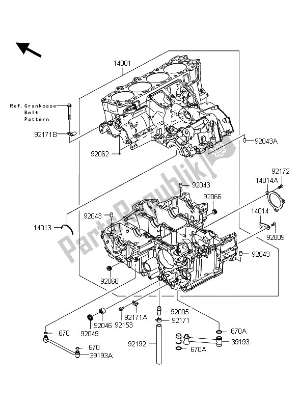 Todas las partes para Caja Del Cigüeñal de Kawasaki 1400 GTR ABS 2010