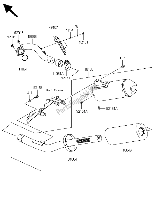 All parts for the Muffler (as) of the Kawasaki KX 250F 2008