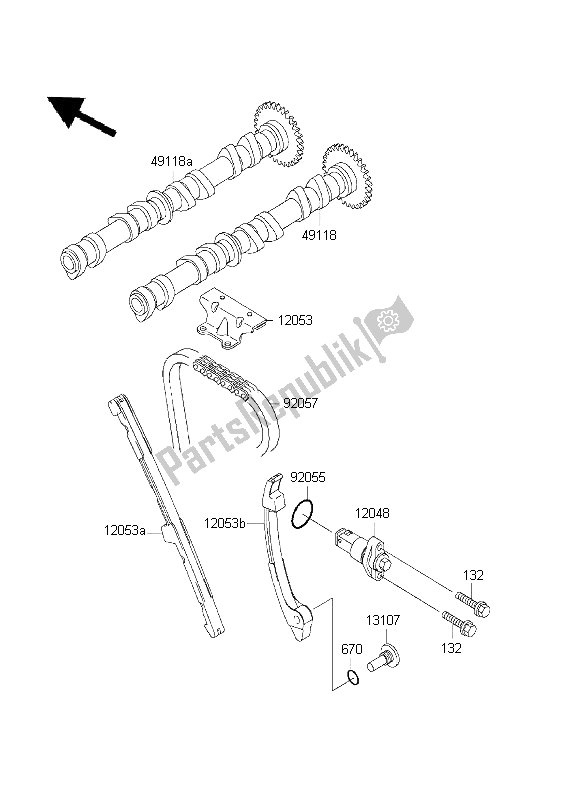 All parts for the Camshaft & Tensioner of the Kawasaki Ninja ZX 6R 600 2001